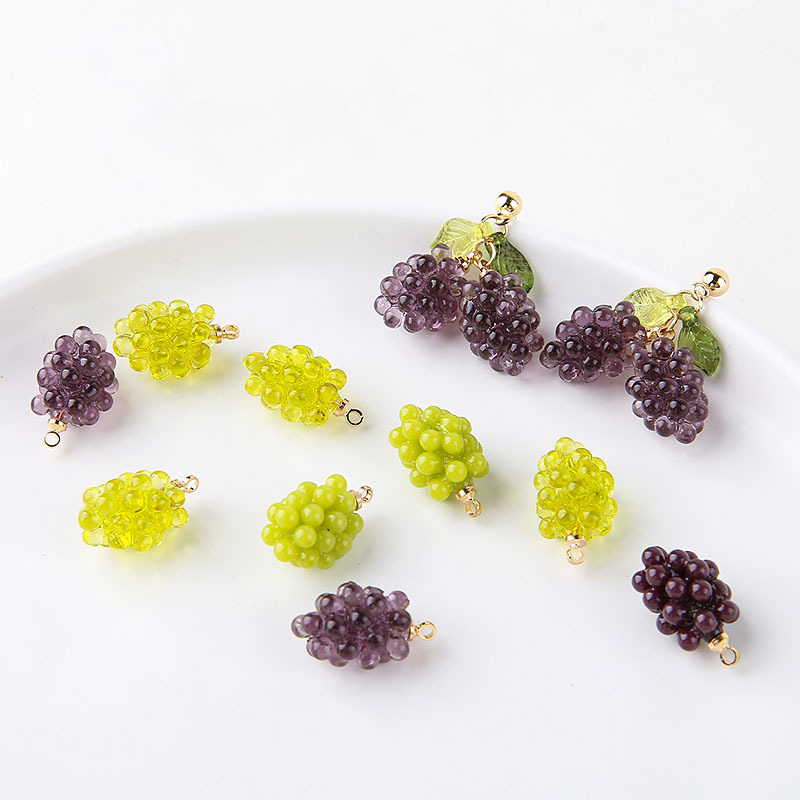 Resin Art Keychain - 6pcs Cute Little Grapes Resin Charms