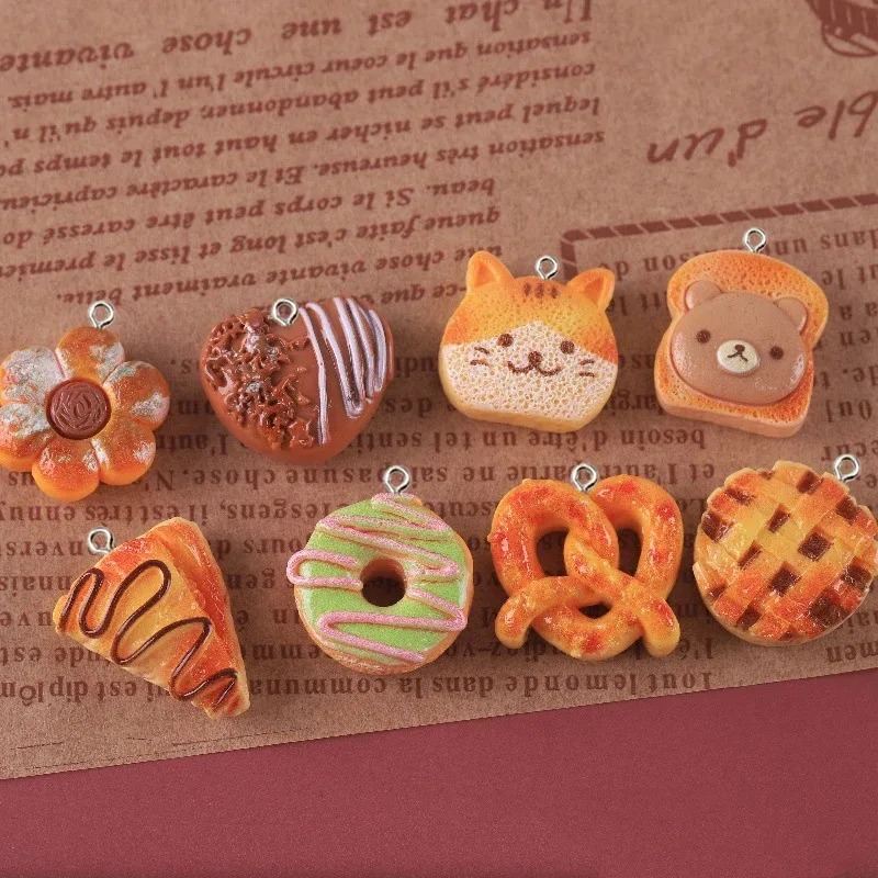 Resin Art Keychain - 10 Pieces Cute Fake Food Resin