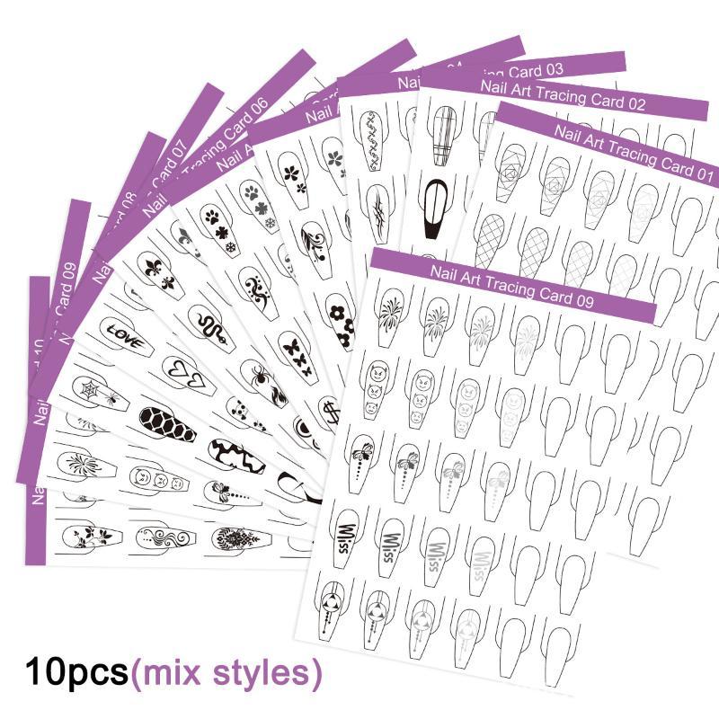 Resin Art Book - 10pcs Nail Art Lines Practice Paper