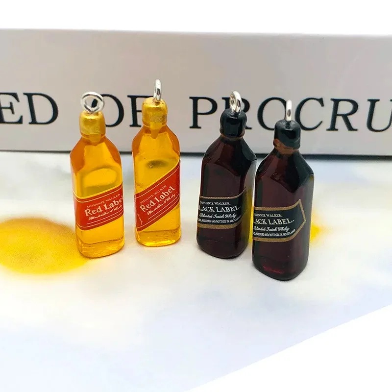 Resin Art Keychain - 10Pcs Tiny Wine Bar Bottle Resin