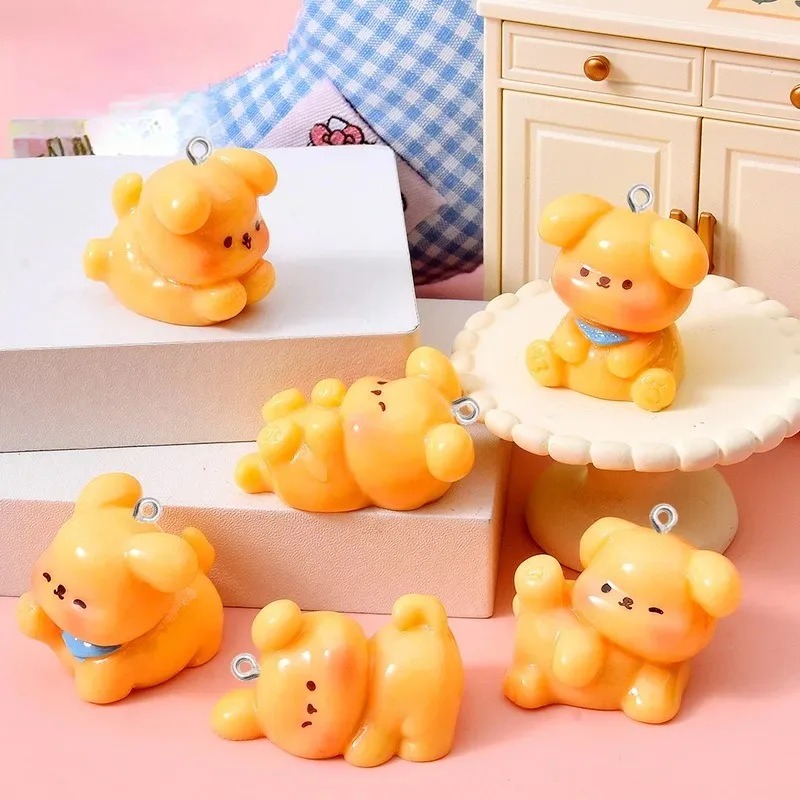 Resin Art Keychain - 10Pcs Cute Cartoon Dog Acrylic Resin