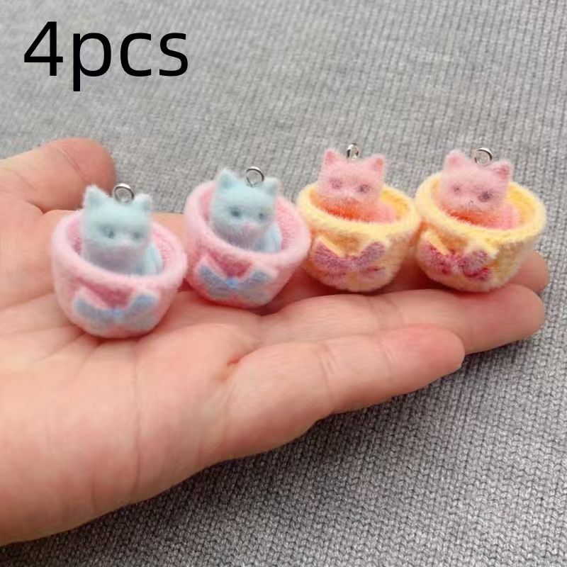 4pcs 3D plush resin cat pendan - Resin Art Store review and price
