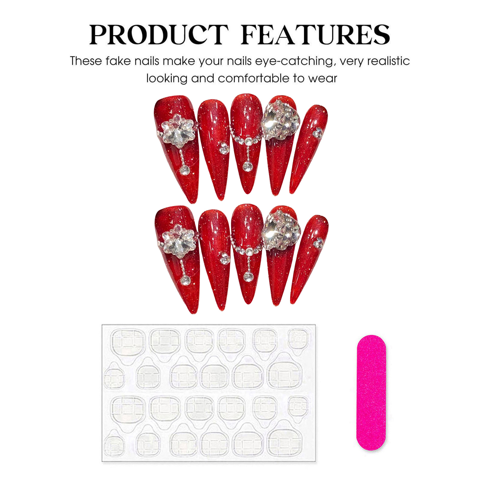 10pcs Handmade Red False Nails - Resin Art Flowers review and price