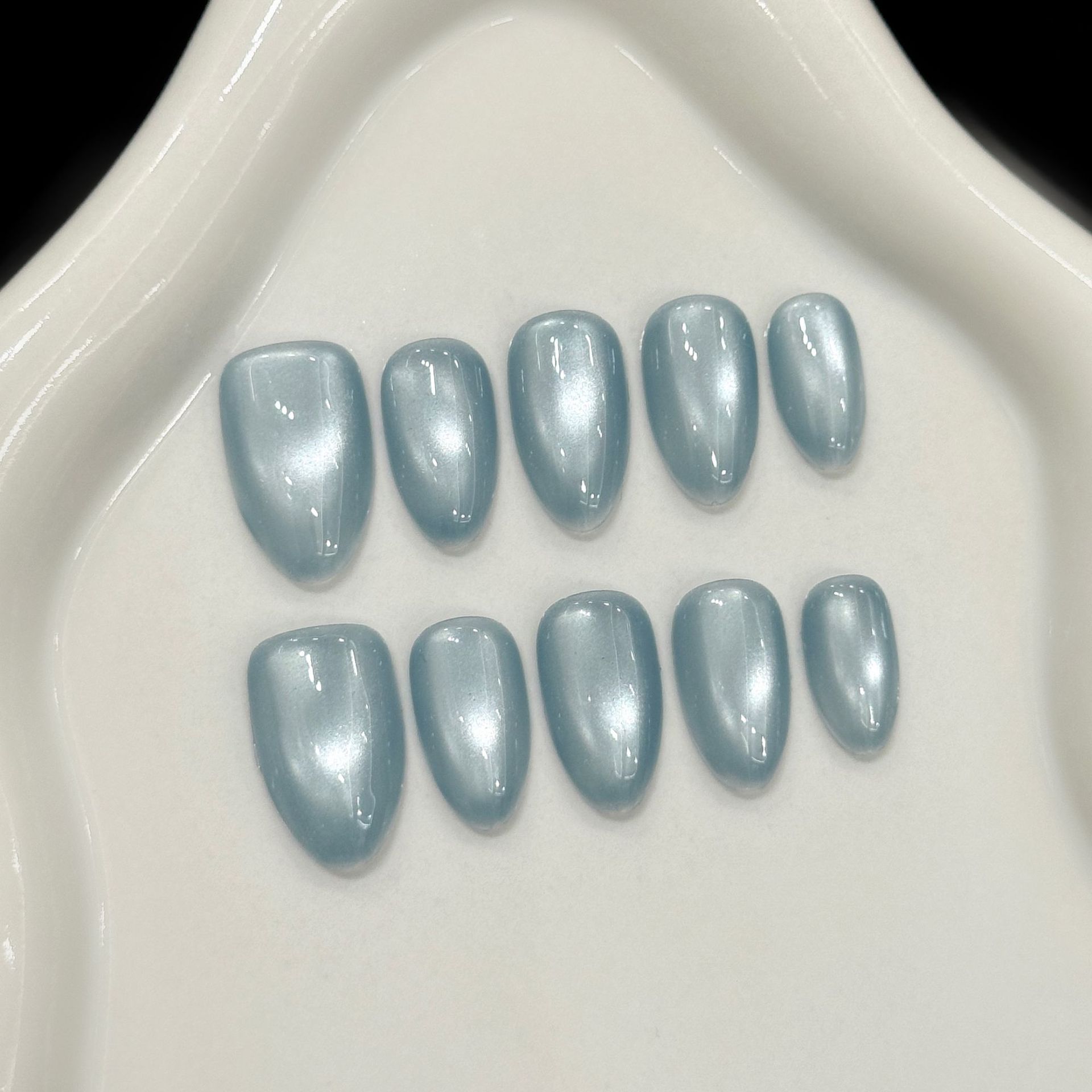 10Pcs Blue Cat Eye French Shor - Resin Art Design review and price