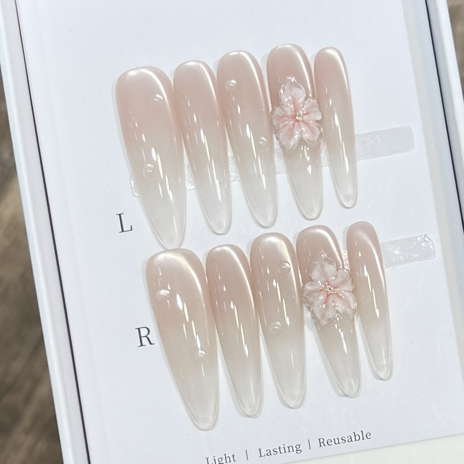 10pcs Long Almond Fake Nails T - Resin Art Flowers review and price