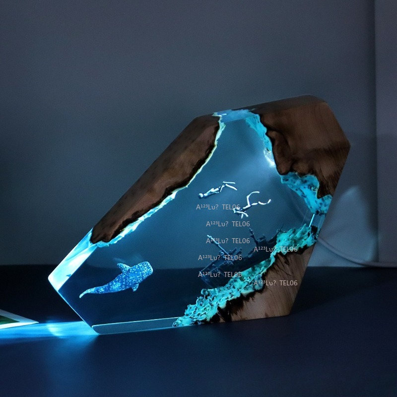 Wood Resin Night Light Ocean A - Resin Art Ocean review and price