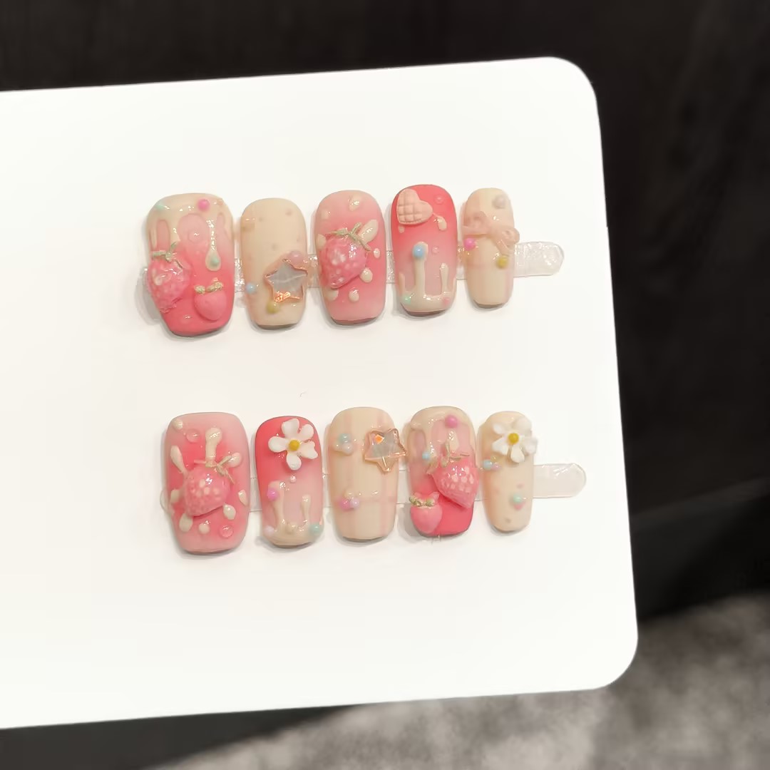 10PCS Square Handmade Press On - Resin Art Flowers review and price