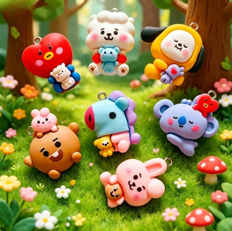 7pcs BT21 Resin Cartoon Charm  - Resin Art Store review and price