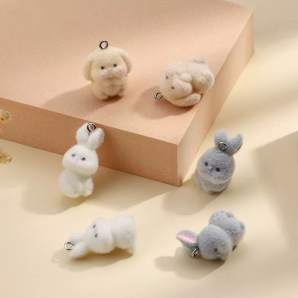 10pcs Flocking Little Rabbit R - Resin Art Keychain review and price