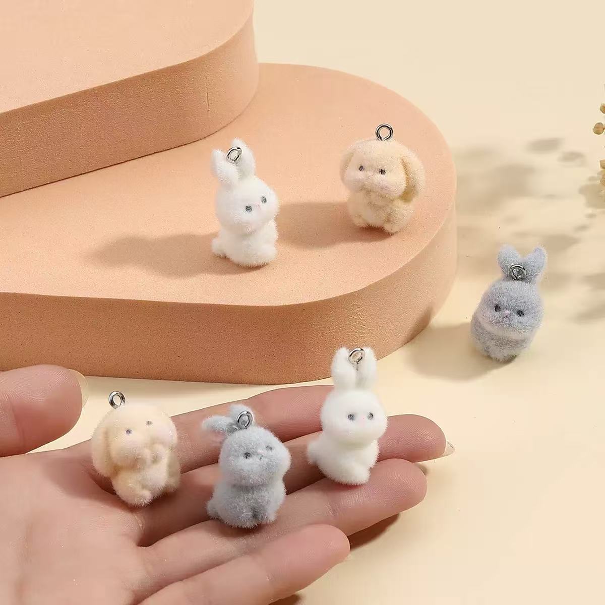 10pcs Flocking Little Rabbit R - Resin Art Keychain review and price